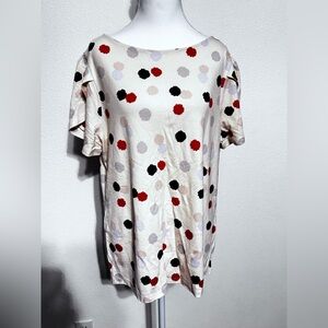 Ann Taylor Multicolor Polka Dot Short Sleeve Top